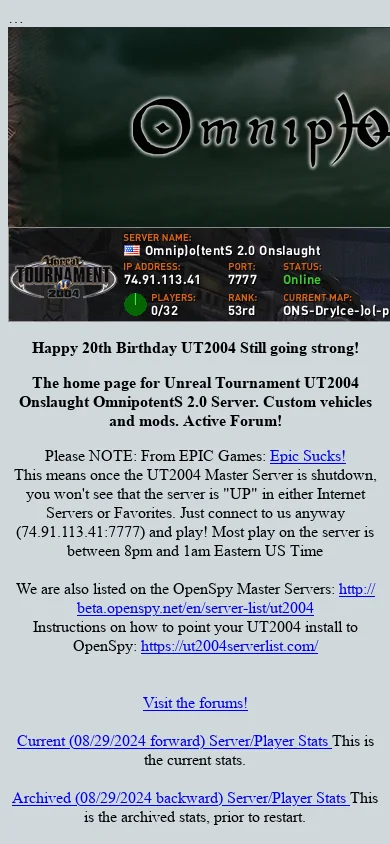 Omnip)o(tents 2.0 UT2004 Onslaught(ONS) Server 首页截图