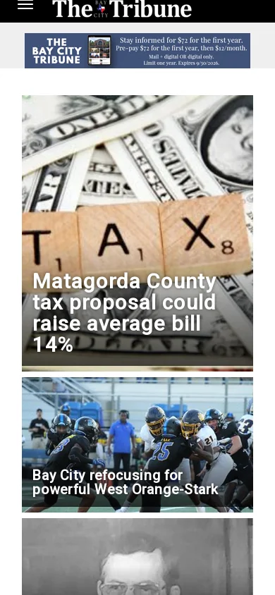 The Bay City Tribune | Matagorda County's leading news source since 1845 首页截图