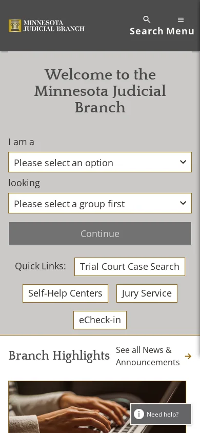 mncourts.gov 首页截图