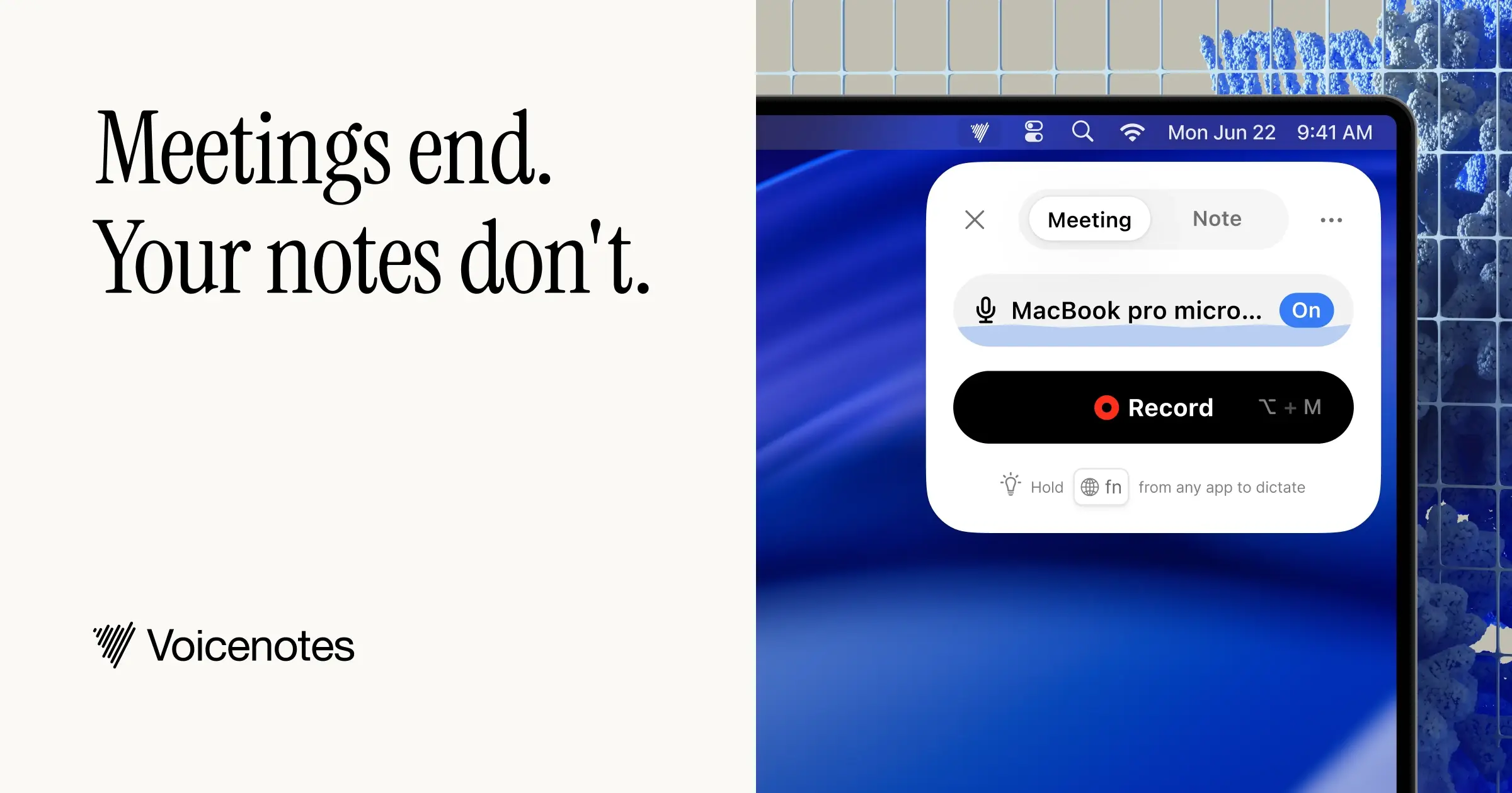 Voicenotes - AI notetaker that works (magic) in the background · Twitter