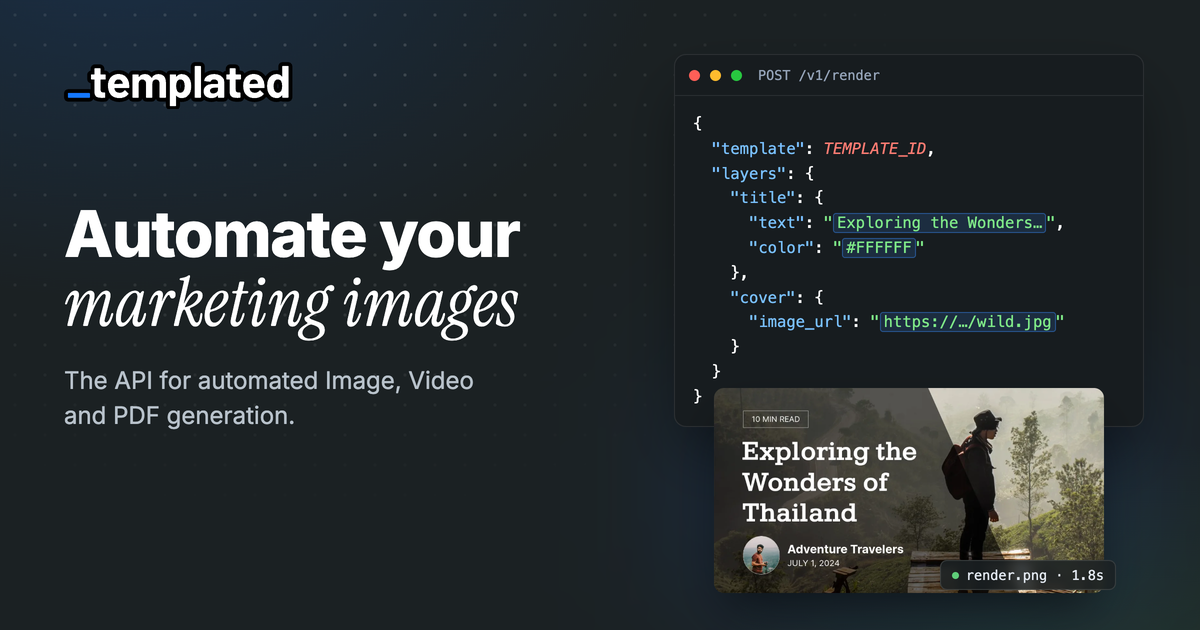 Templated - API for Automated Image, Video and PDF Generation · Twitter