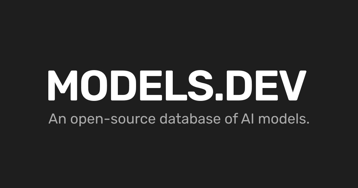Models.dev - An open-source database of AI models · Twitter