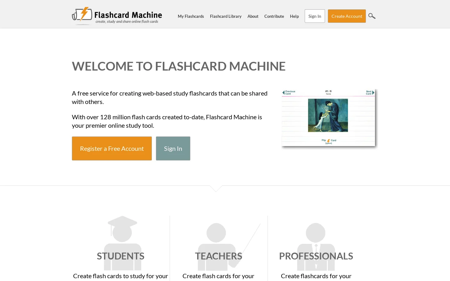 Flashcard Machine 首页截图