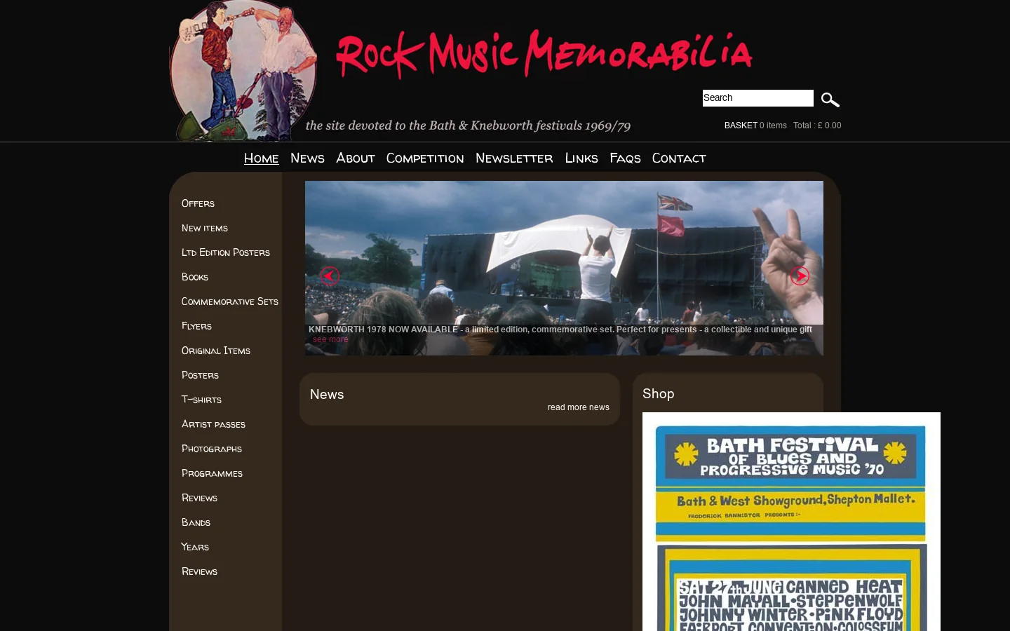 Rock Music Memorabilia 首页截图