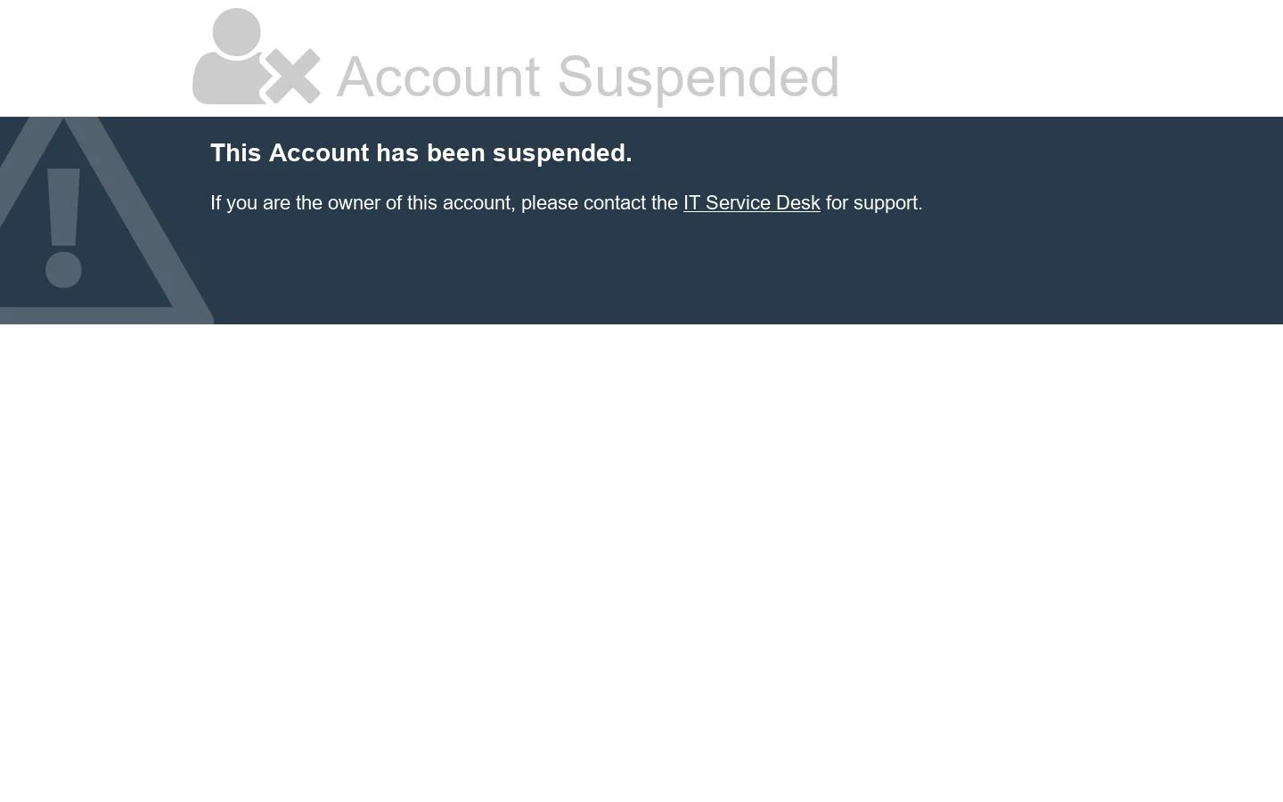 Account Suspended 首页截图