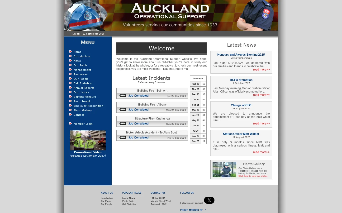 Auckland Operational Support 首页截图