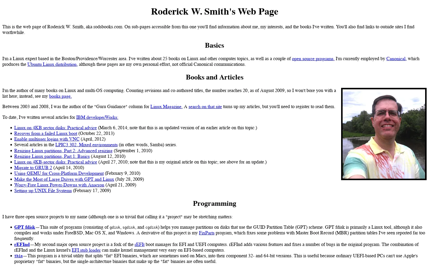Roderick W. Smith 首页截图