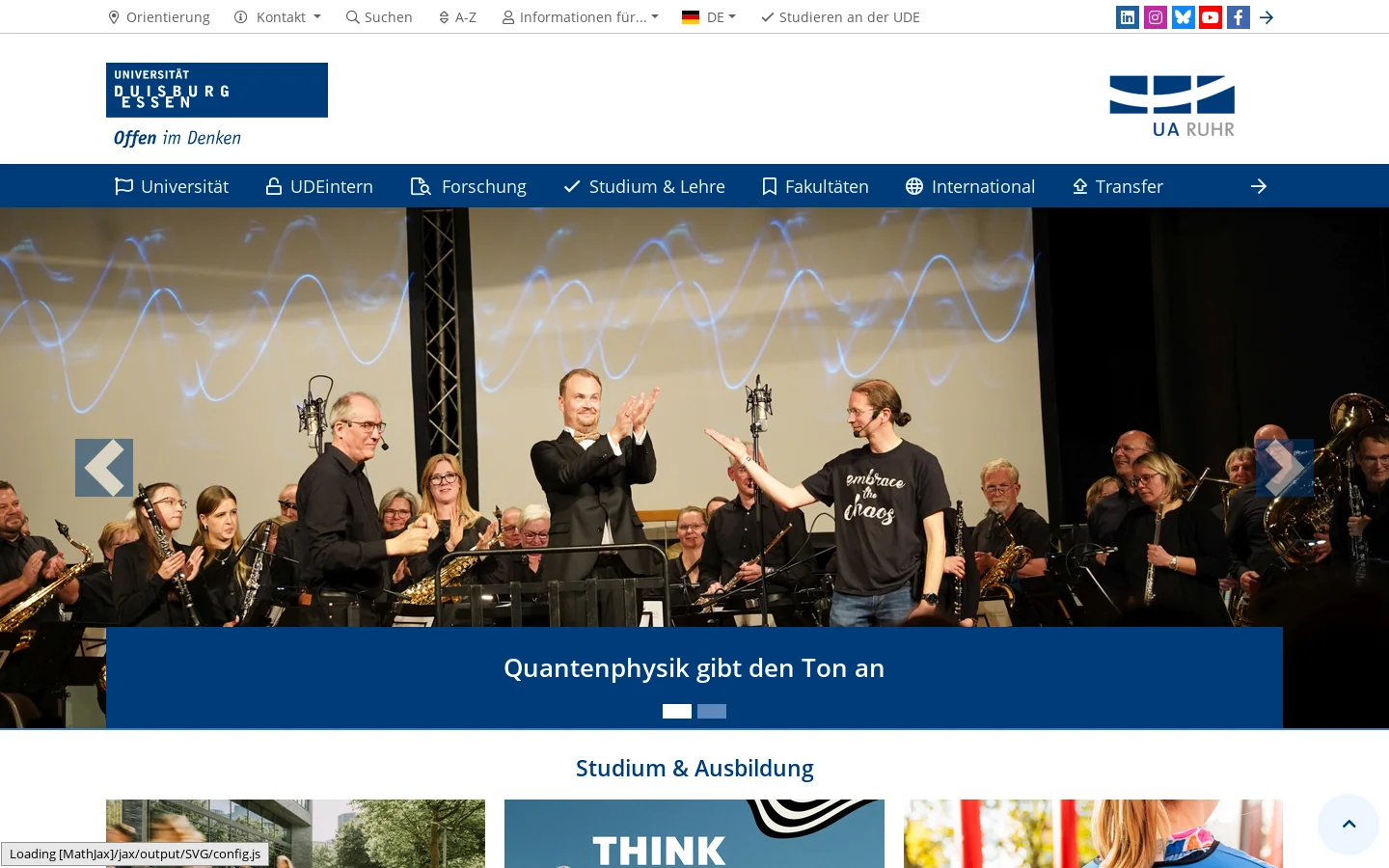 Willkommen an der Universität Duisburg-Essen 首页截图
