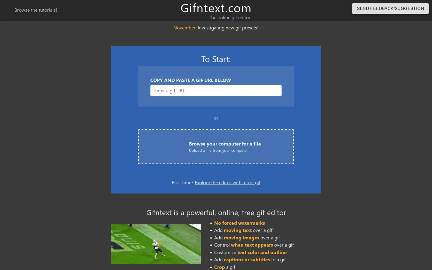 Gifntext 首页截图
