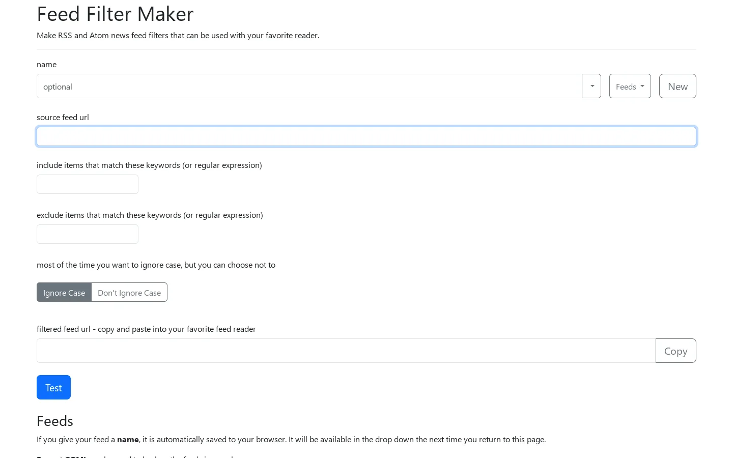 Feed Filter Maker 首页截图