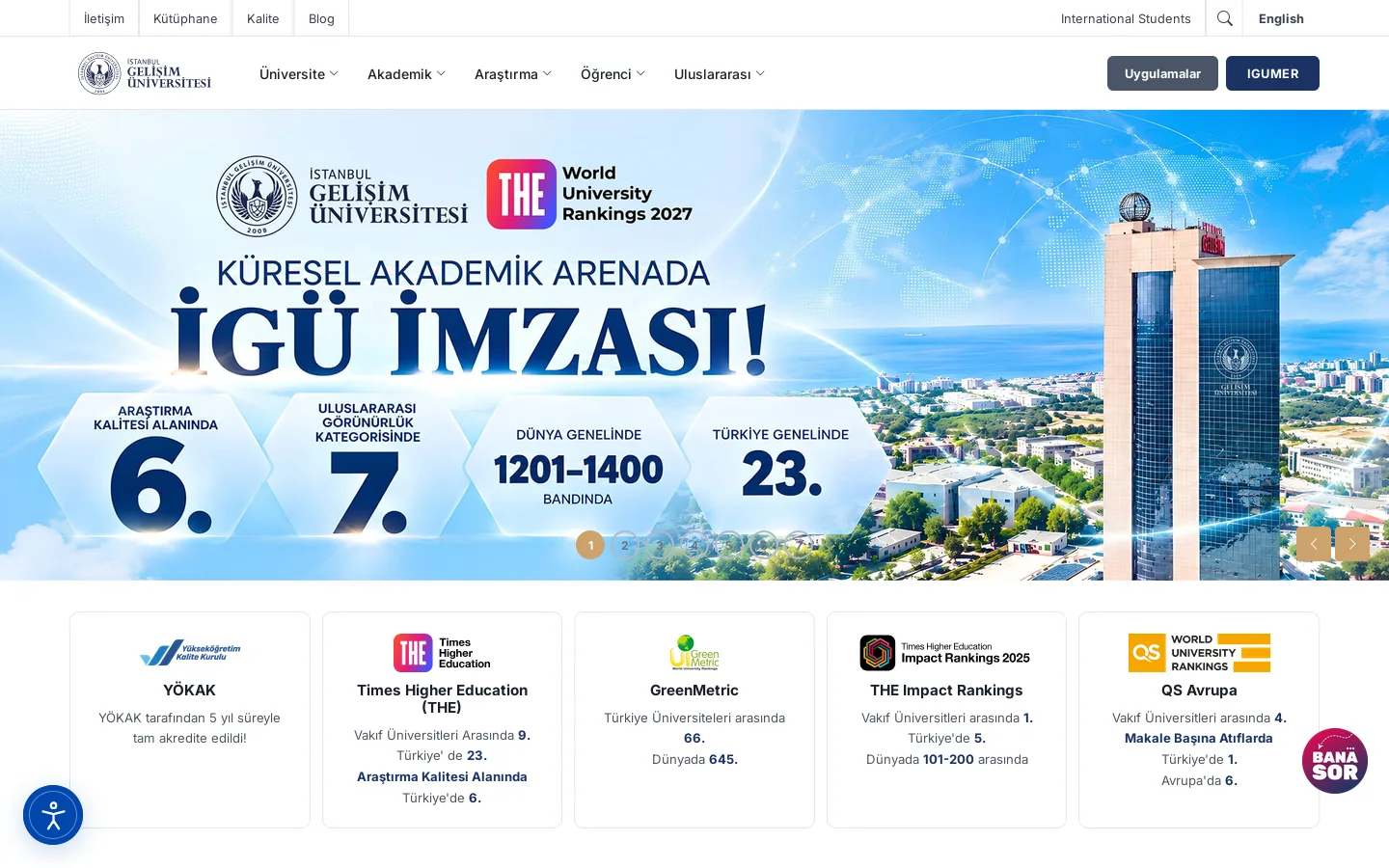 İstanbul Gelişim Üniversitesi | İGÜ 首页截图