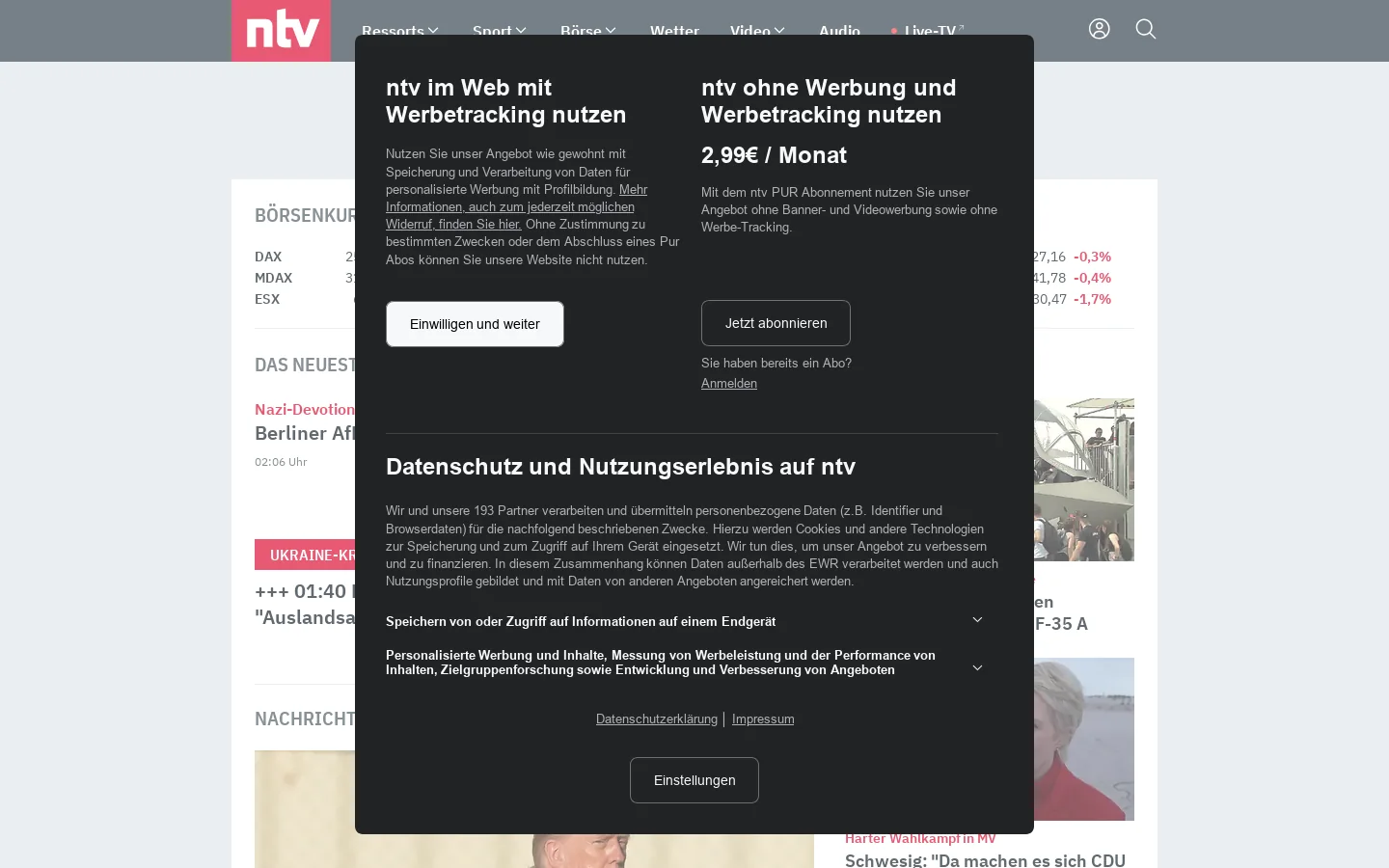 n-tv.de 首页截图