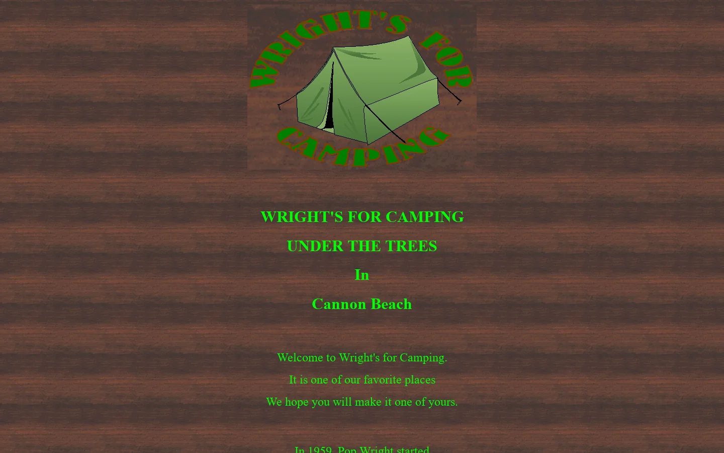 Wright's for Camping 首页截图