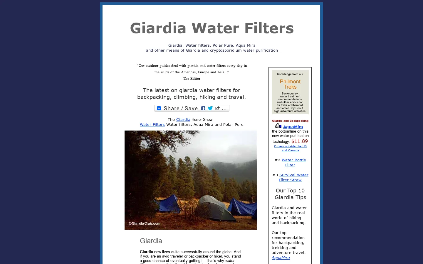 Giardia Water Filters 首页截图