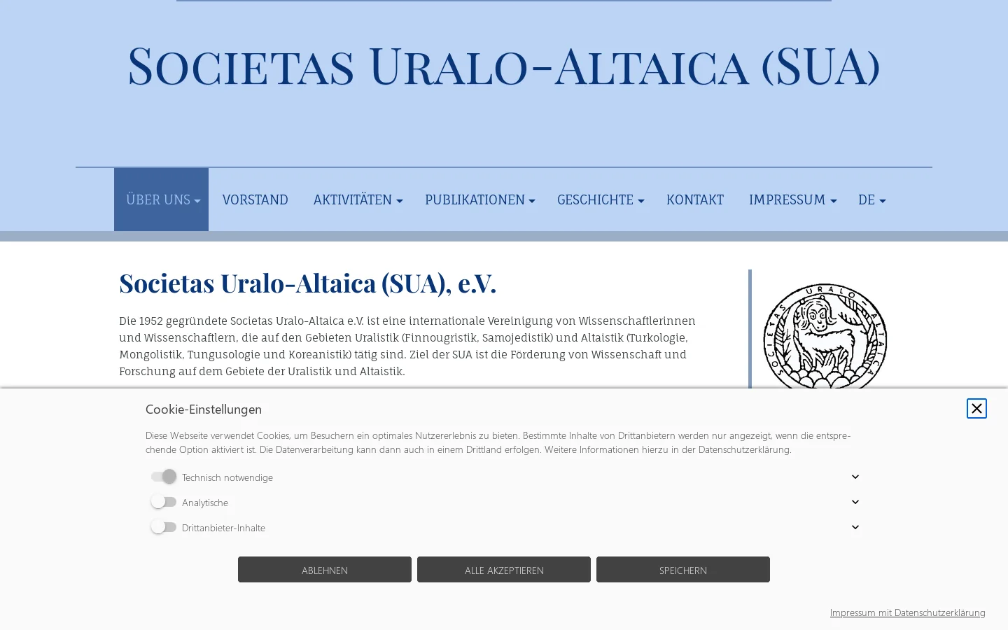 Societas Uralo-Altaica (SUA), e.V. - Über uns 首页截图