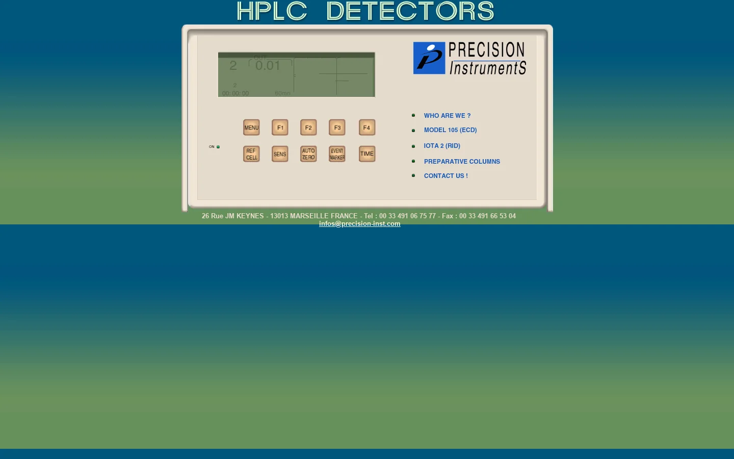 HPLC DETECTORS, O.E.M., Analytical and Preparative Liquid Chromatography. DETECTEURS HPLC, Chromatographie liquide analytique, chromatographie liquide pr�parative. 首页截图