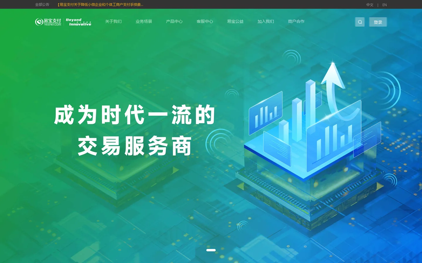 易宝支付-交易服务 成就客户|业内知名聚合支付|第三方支付平台 首页截图