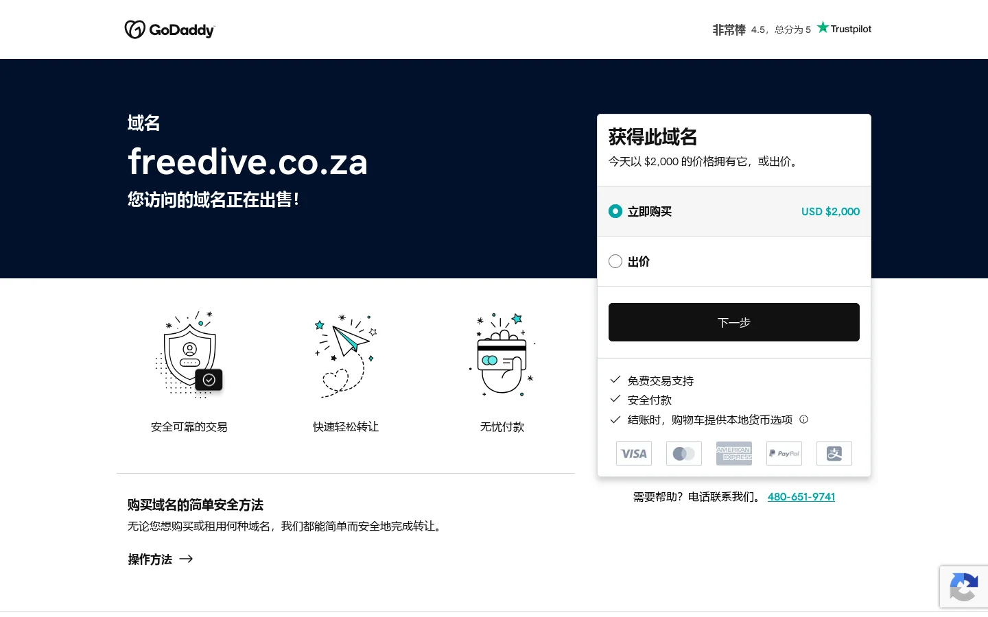 freedive.co.za 正在出售 首页截图