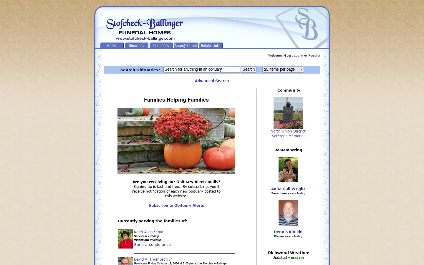 Stofcheck-Ballinger Funeral Home 首页截图