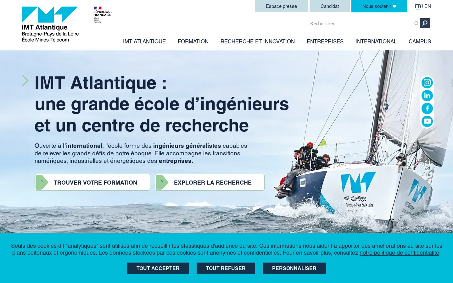 IMT Atlantique, une grande école d’ingénieurs généralistes 首页截图