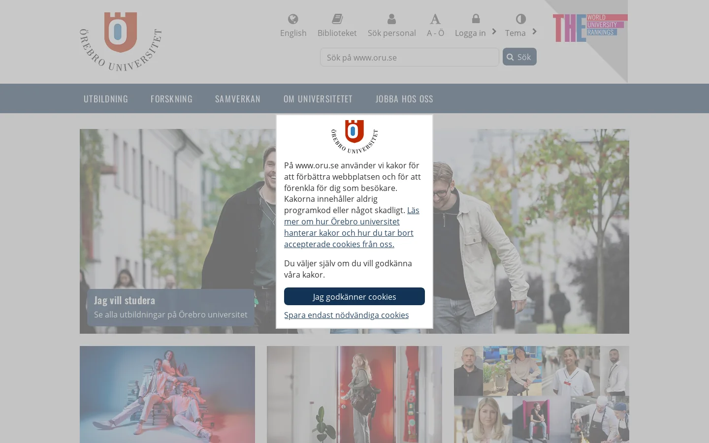 Örebro universitet - utbildning, forskning och innovation 首页截图