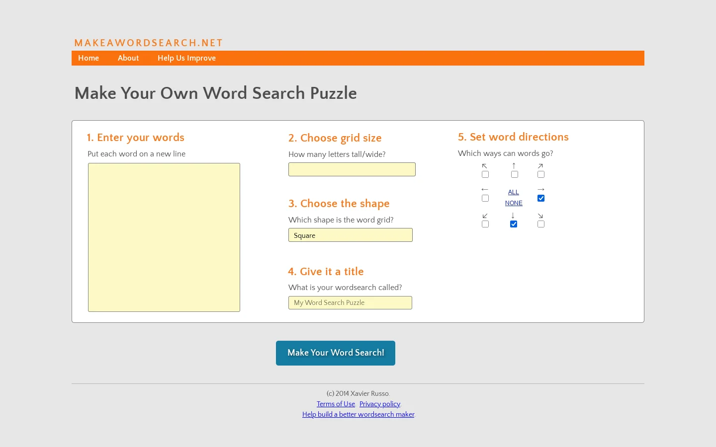 Make a Word Search Puzzle 首页截图