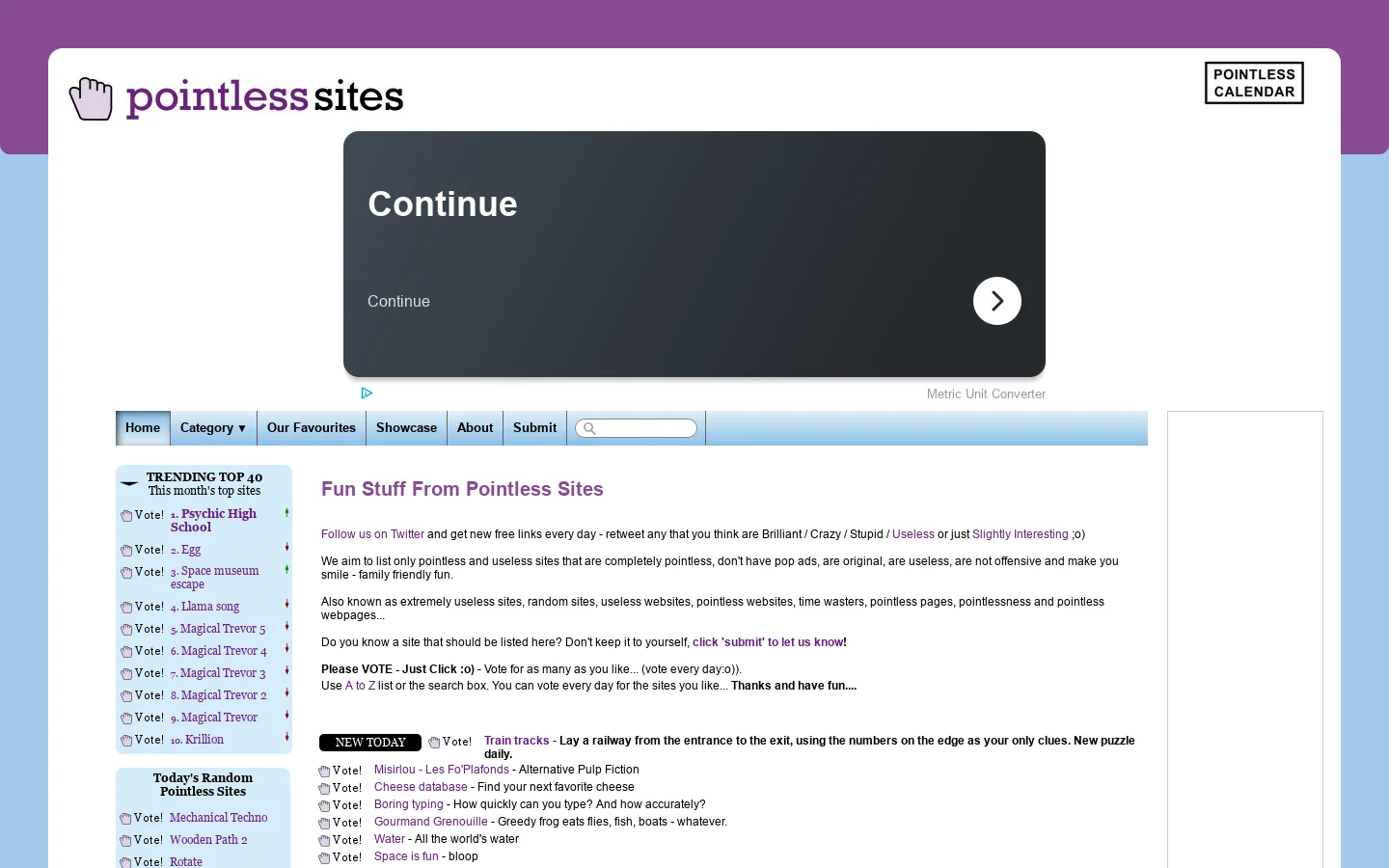 PointlessSites.com 首页截图