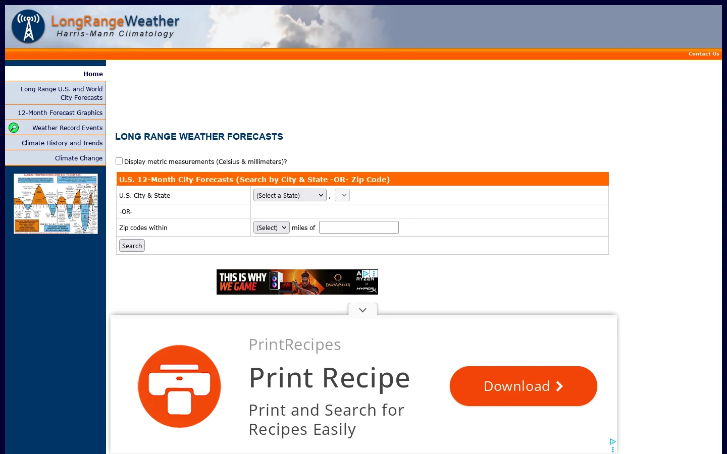 Long Range Weather Forecasts, Weather and Climate History, Daily Forecast Services 首页截图