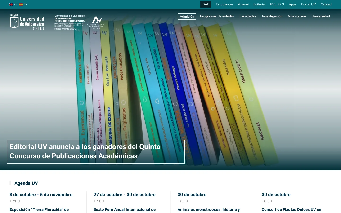Universidad de Valparaíso - inicio 首页截图