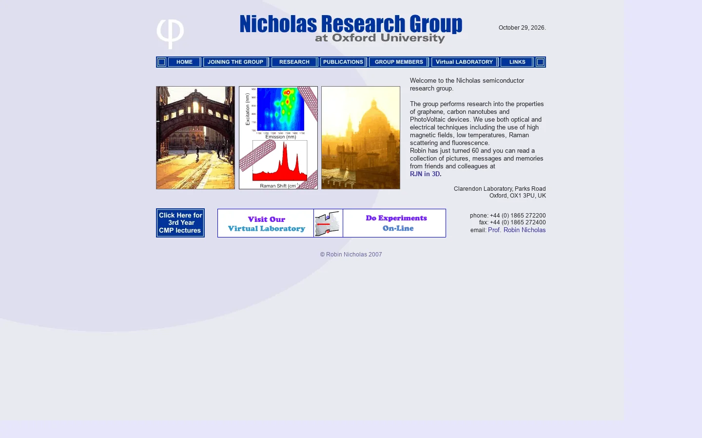 NICHOLAS RESEARCH GROUP :: OXFORD UNIVERSITY 首页截图
