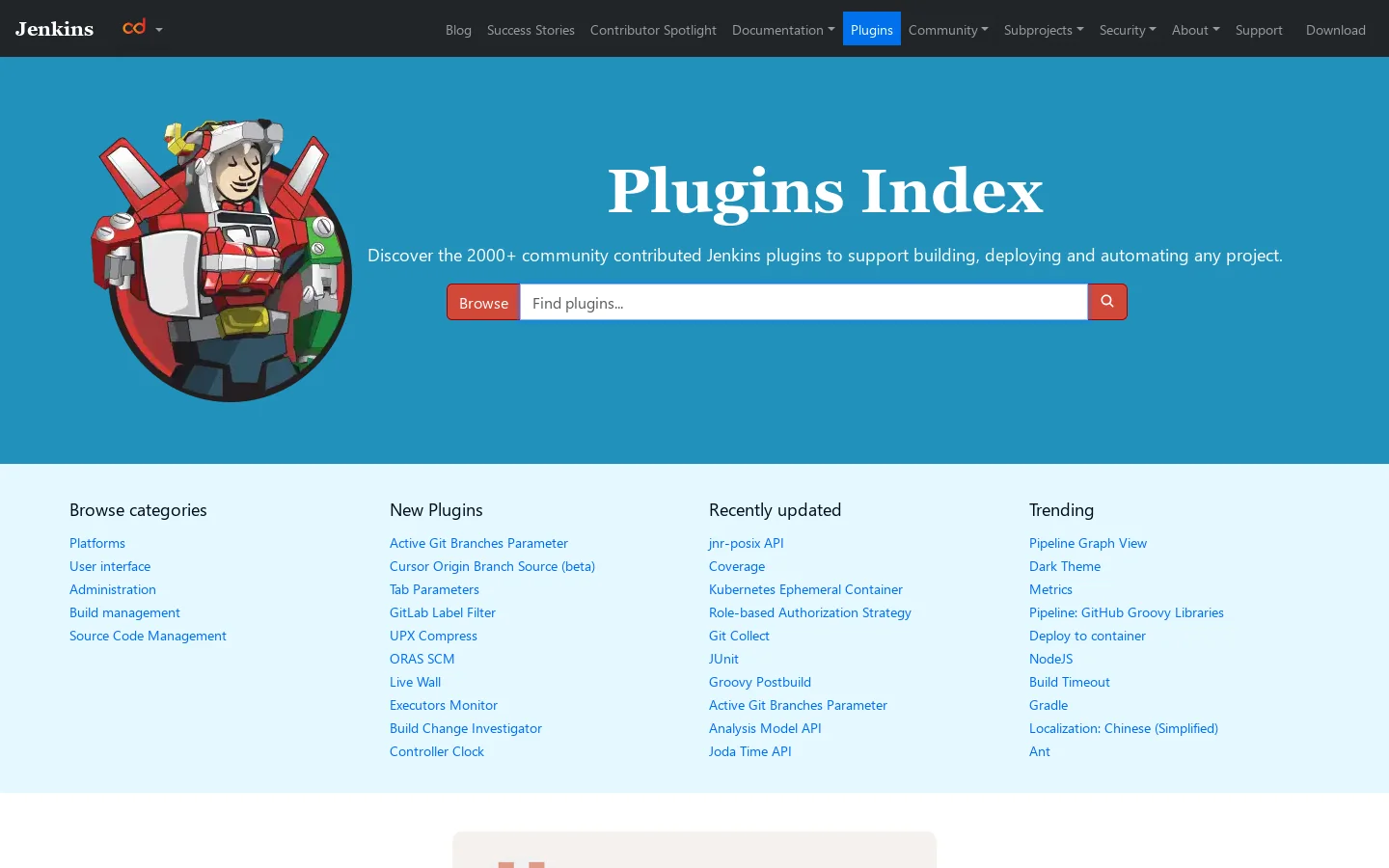 Jenkins Plugins 首页截图