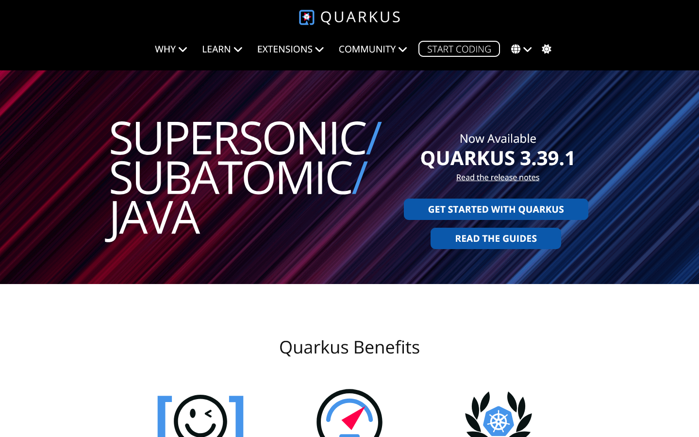 Quarkus 首页截图