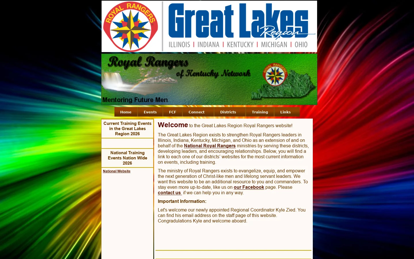 Great Lakes Region Royal Rangers 首页截图