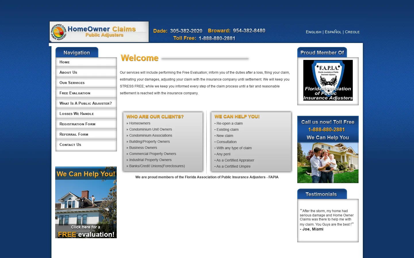 HomeClaims.Net 首页截图