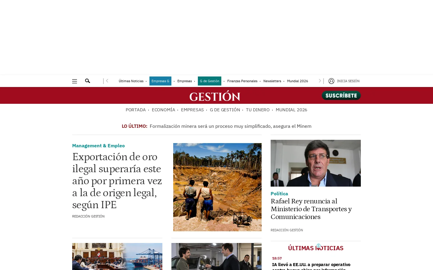 Gestión | El diario de Economía, Finanzas y Negocios | GESTIÓN 首页截图