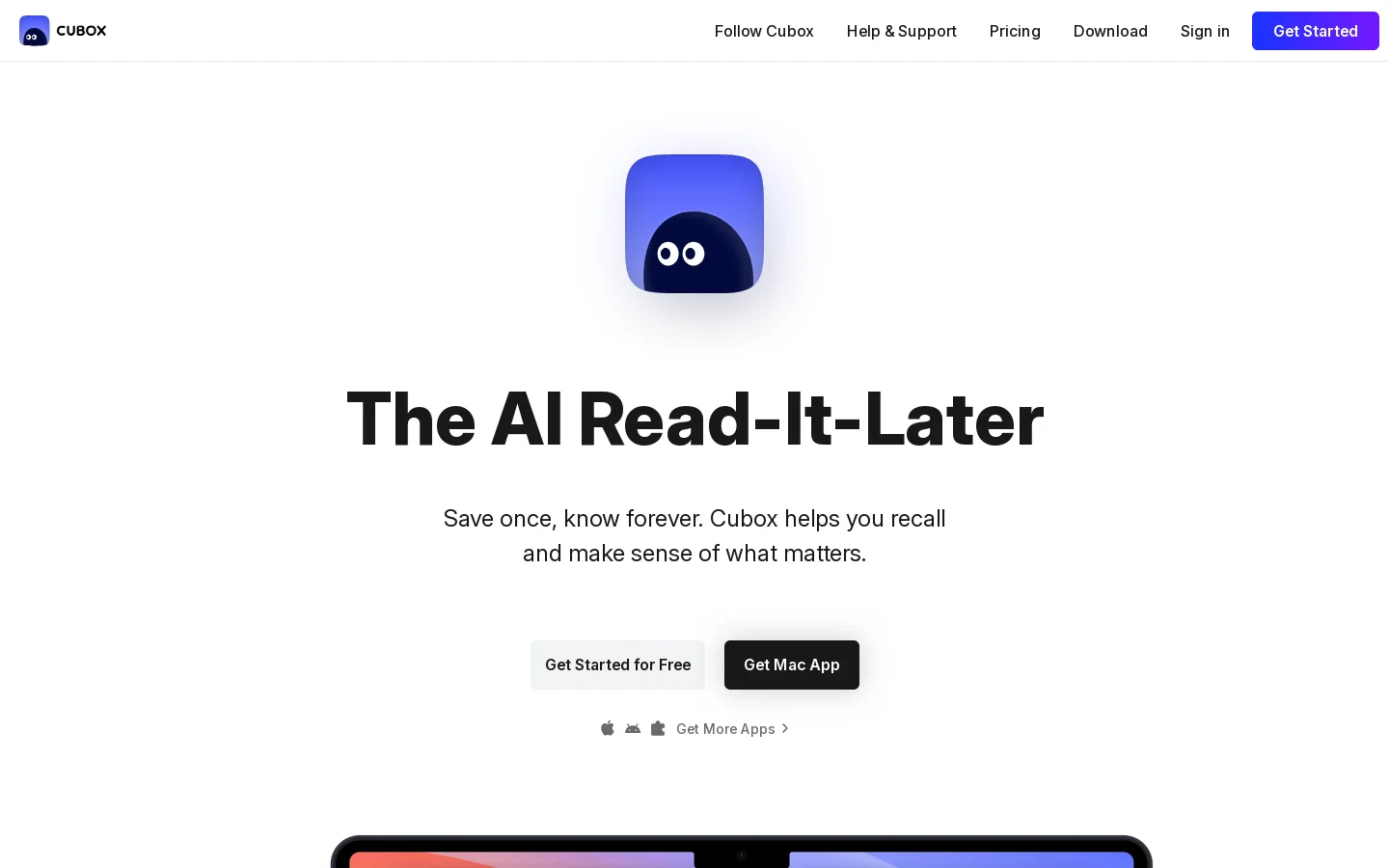 Cubox 首页截图