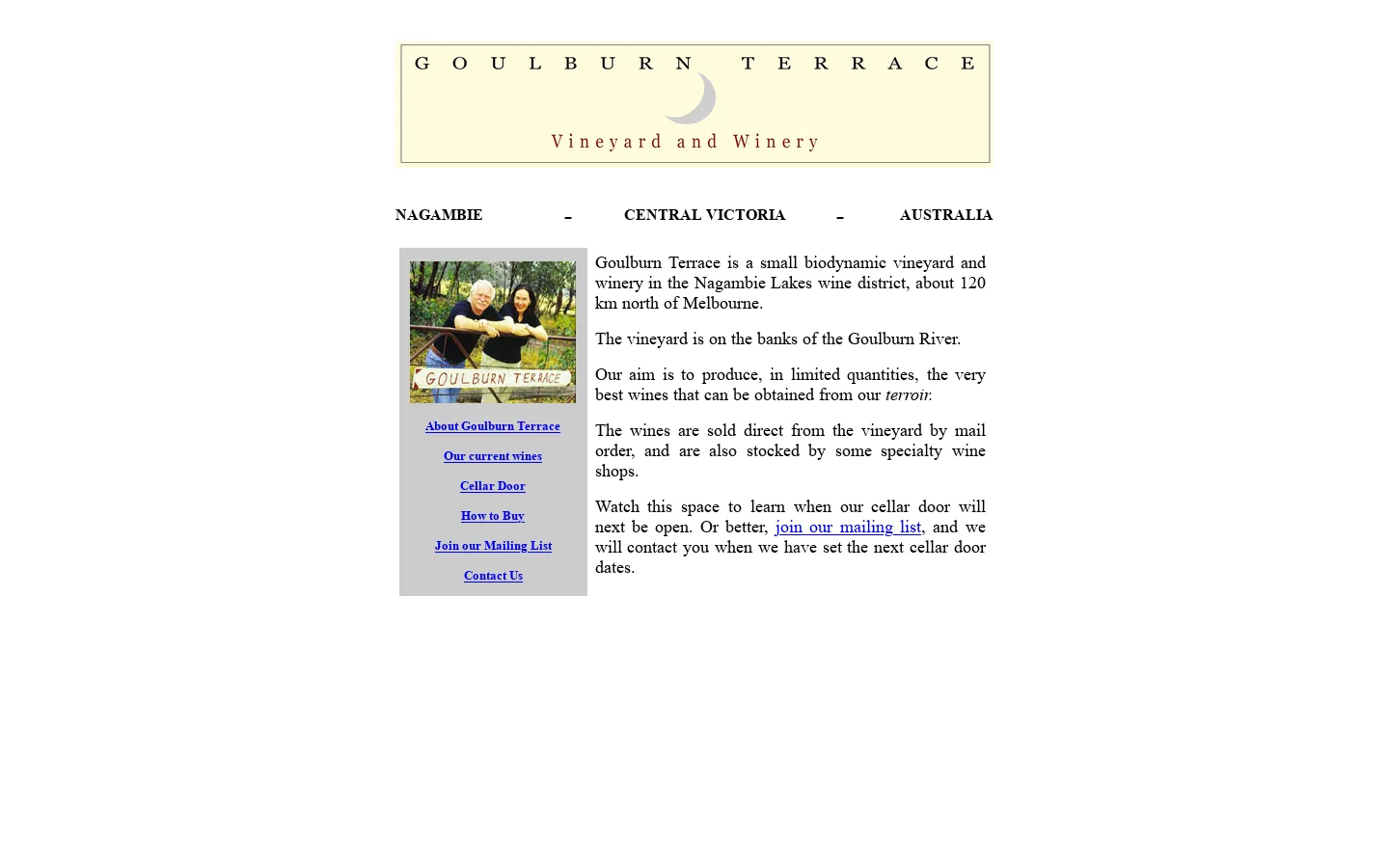 Goulburn Terrace Wines 首页截图
