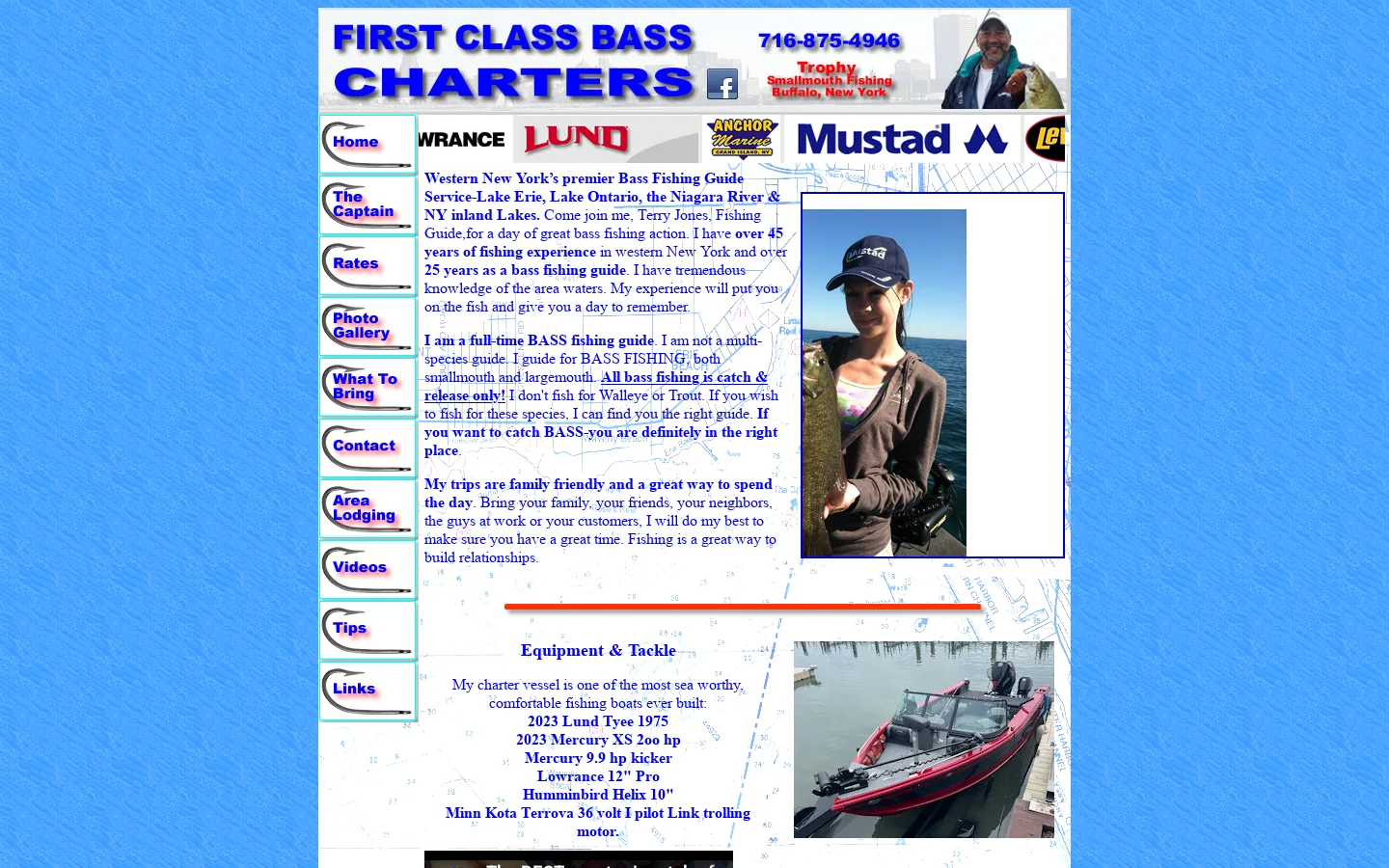 1st Class Bass Charters 首页截图