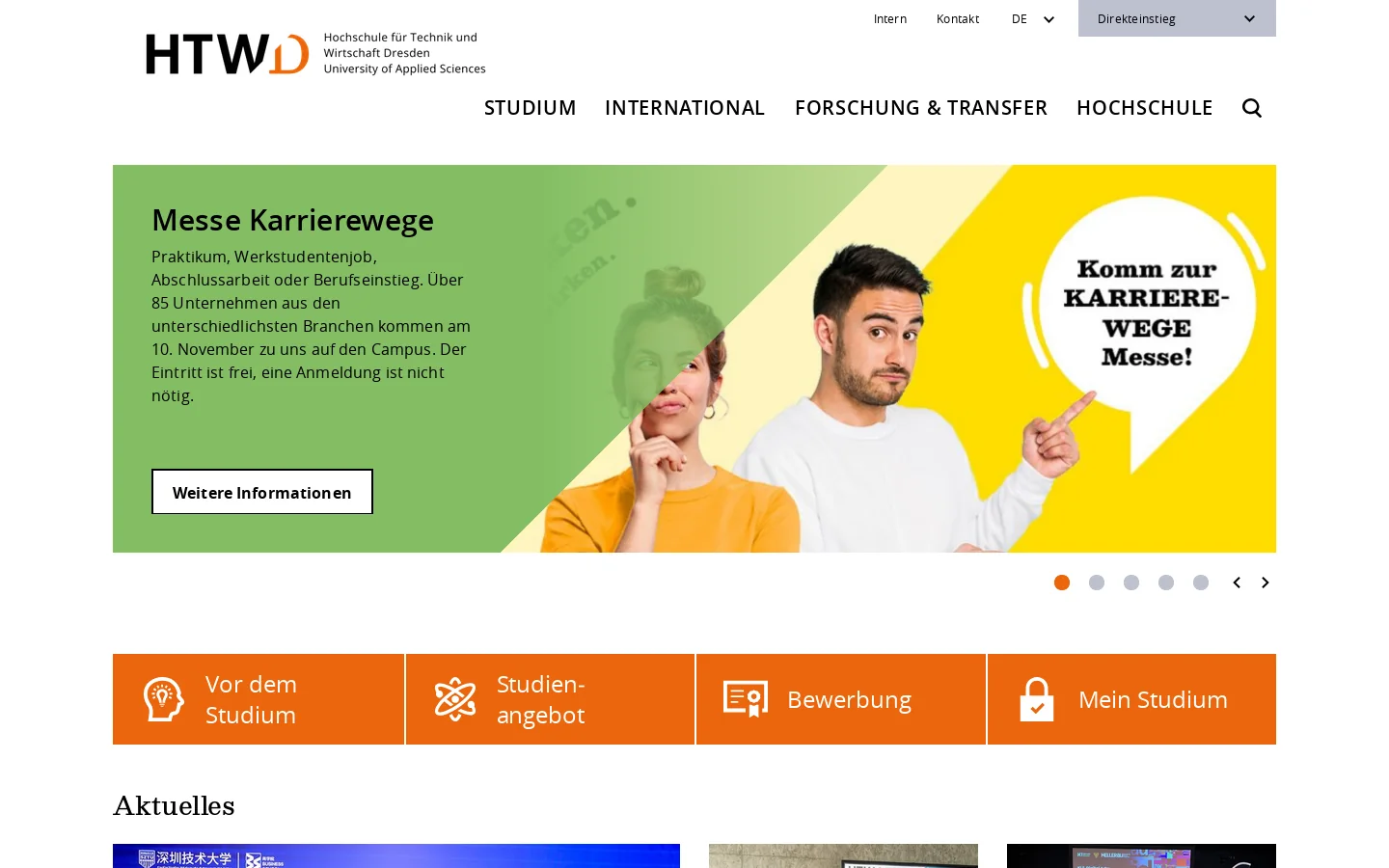 HTW Dresden 首页截图