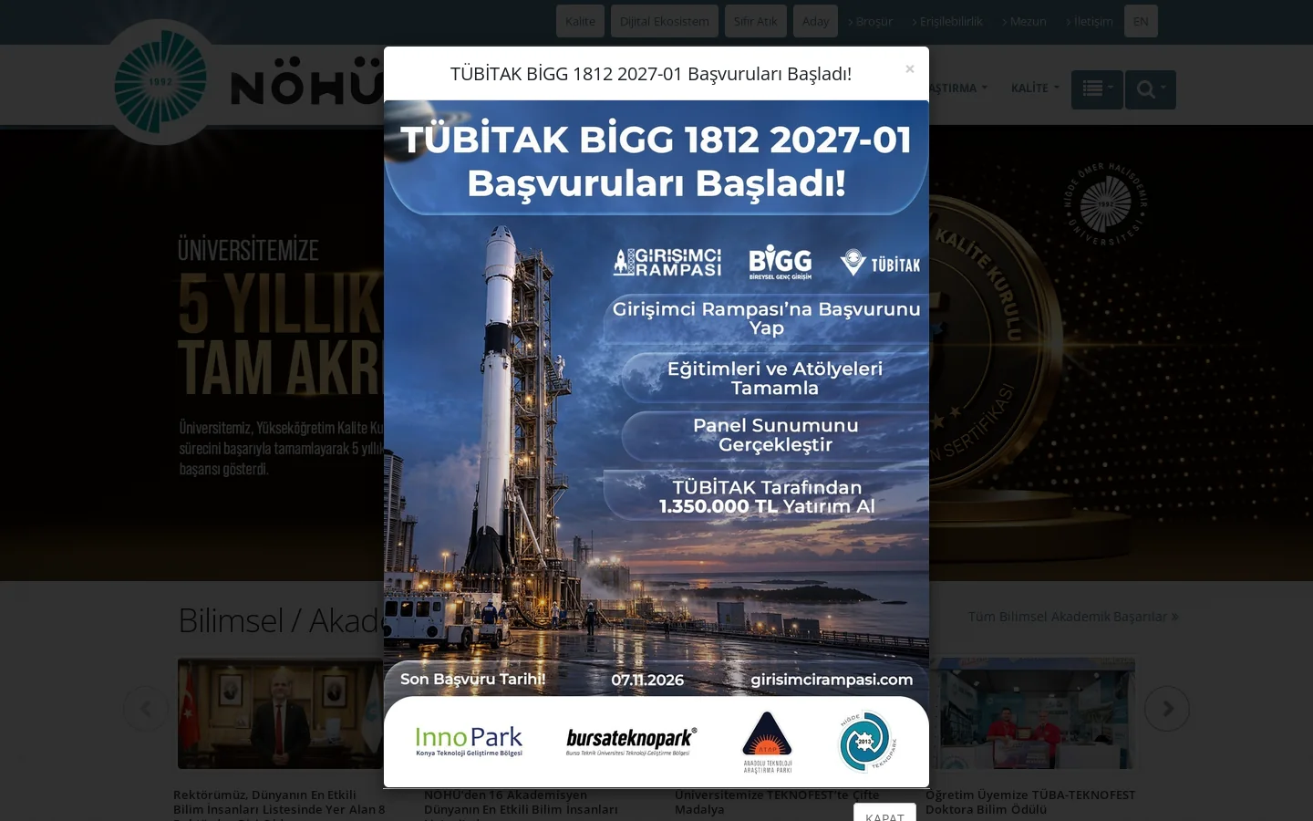 Niğde Ömer Halisdemir Üniversitesi Anasayfa 首页截图