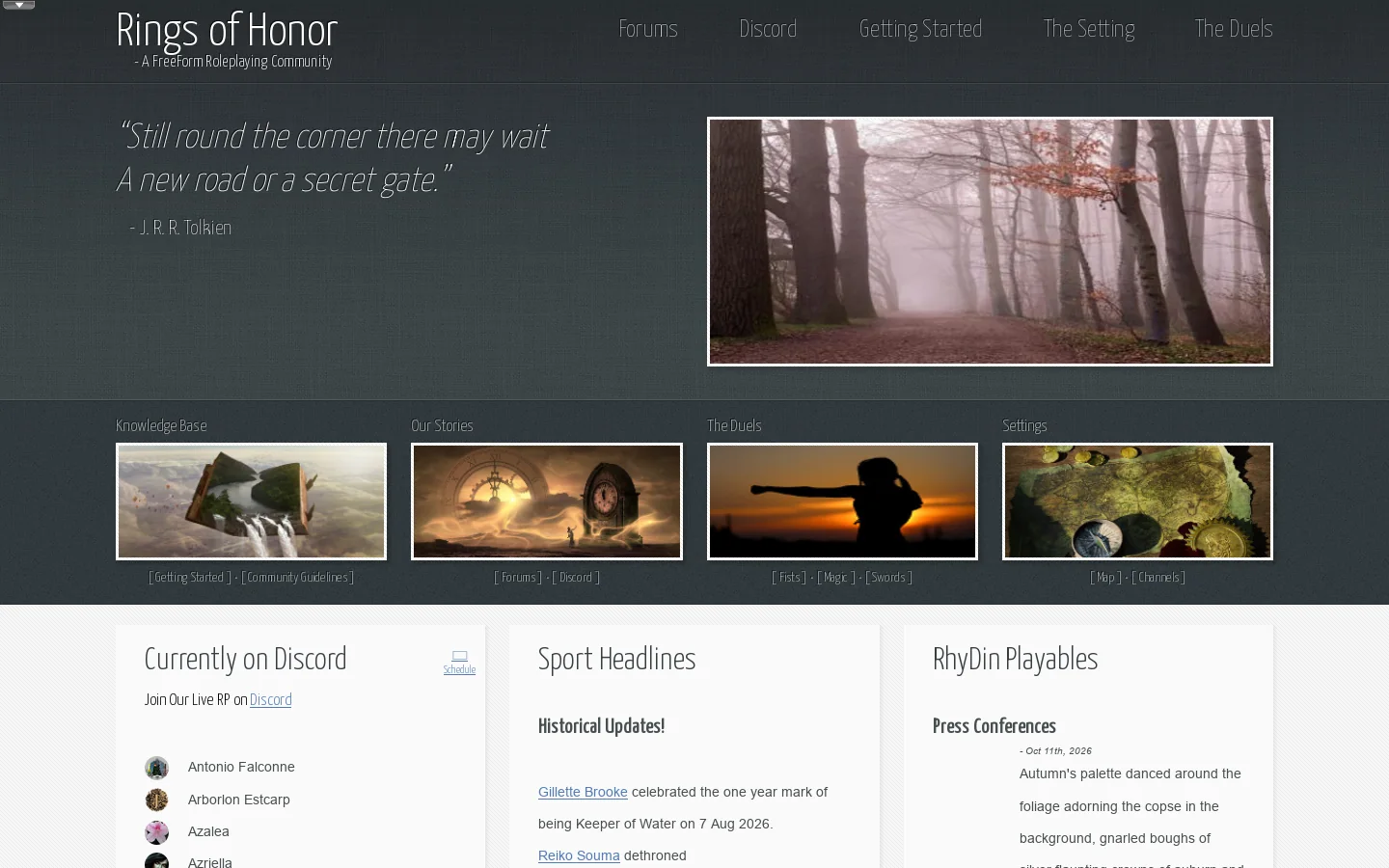 Rings of Honor - A RhyDin based FreeForm RolePlaying Community 首页截图