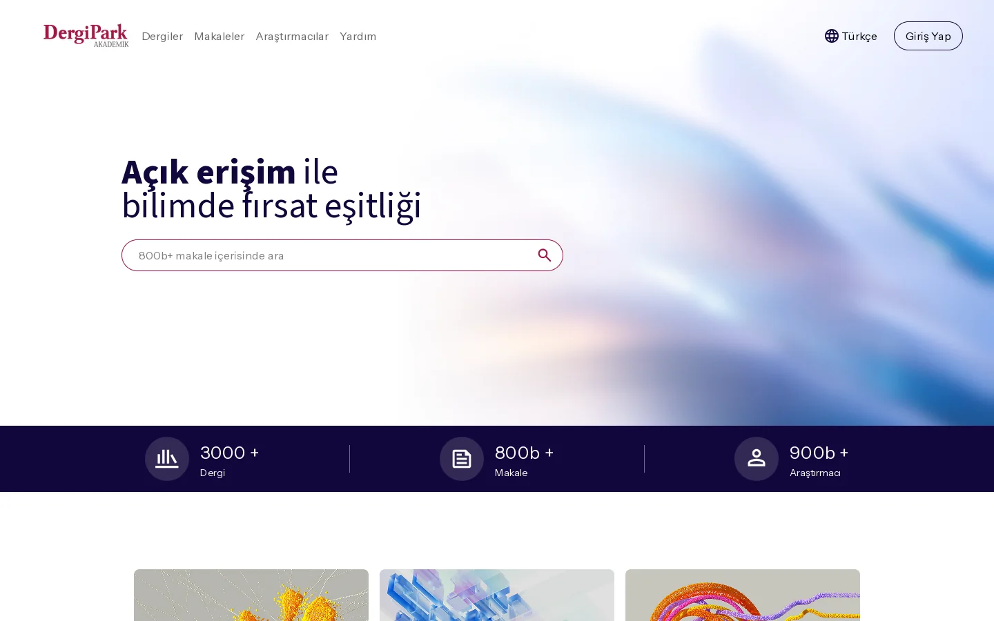 Ana Sayfa » DergiPark 首页截图