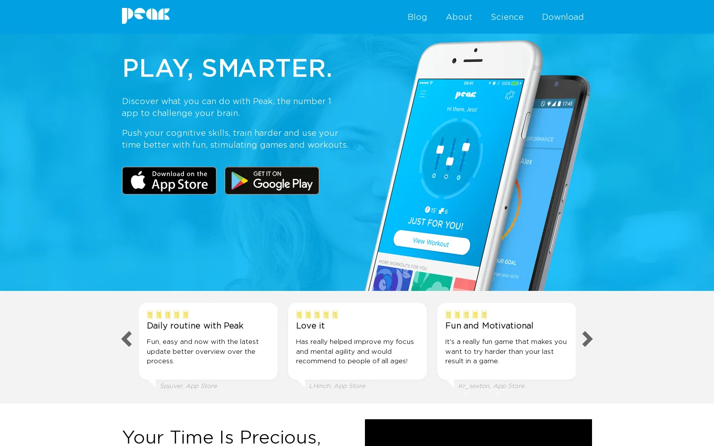 Peak Brain Training 首页截图