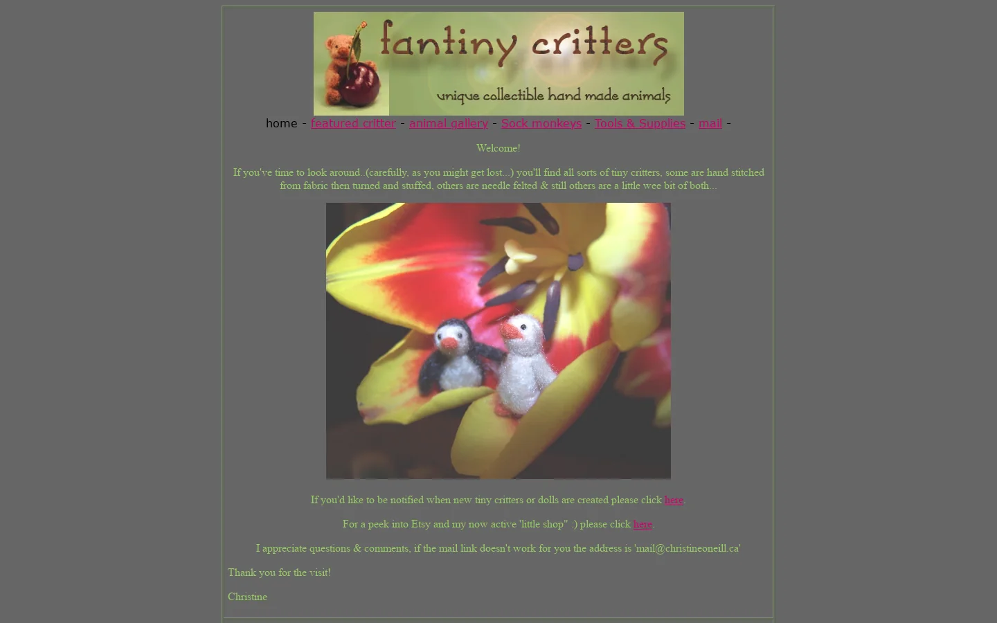 Fantiny - Miniature Fabric and Felted Animals 首页截图