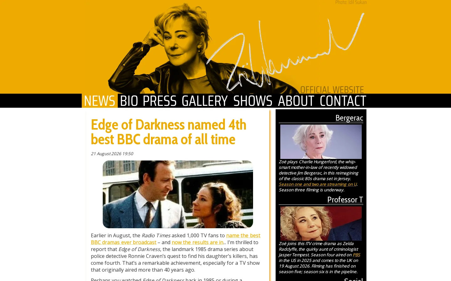 ZOE WANAMAKER OFFICIAL WEBSITE 首页截图