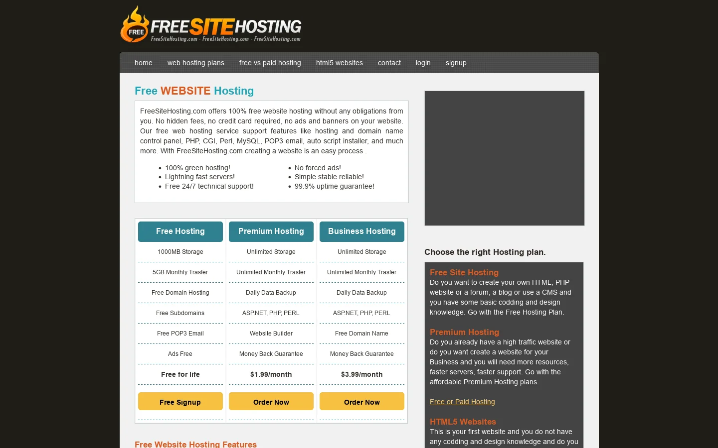 Free Website Hosting - Host your website for free at Free Site Hosting 首页截图