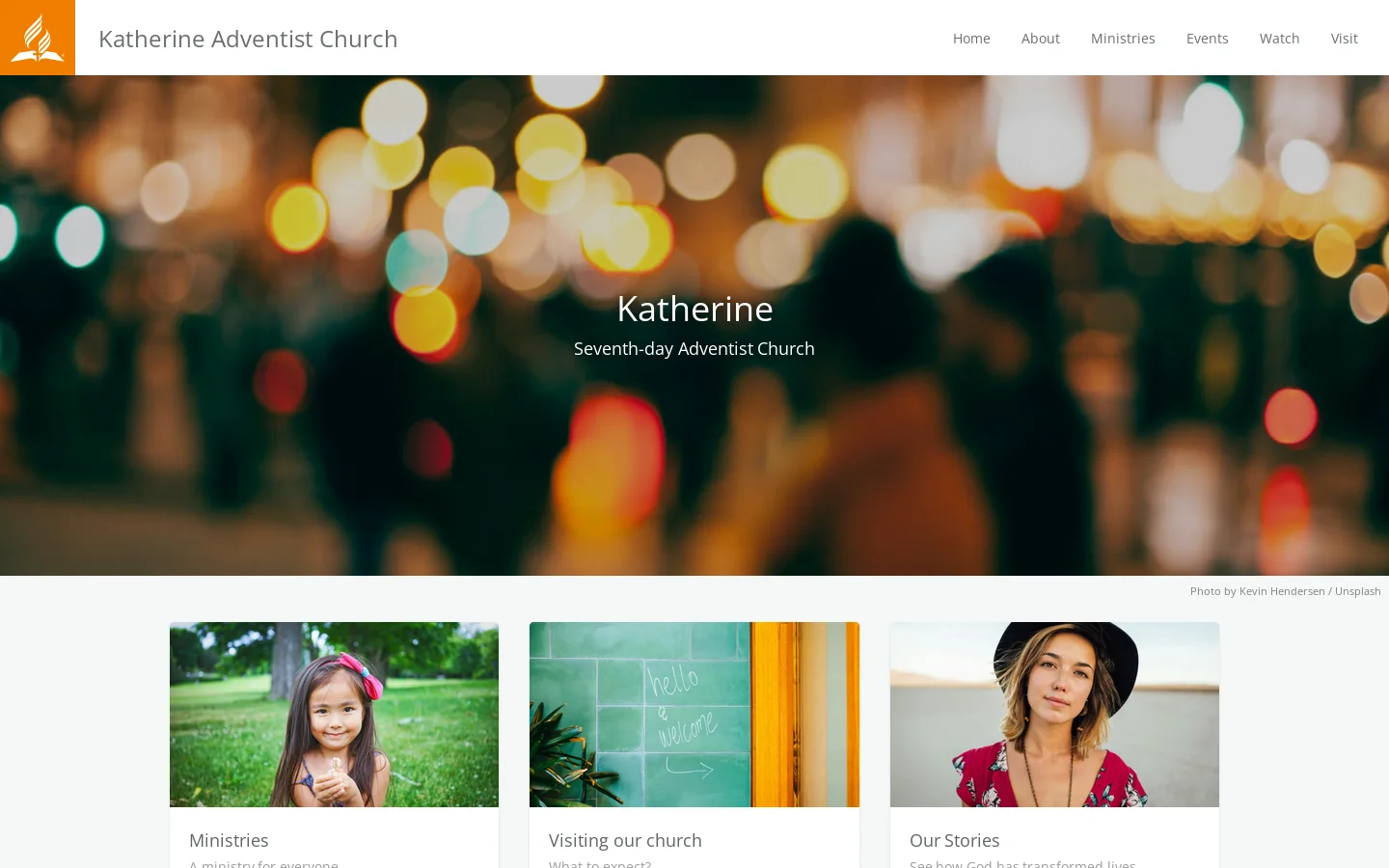 Katherine Adventist Church 首页截图
