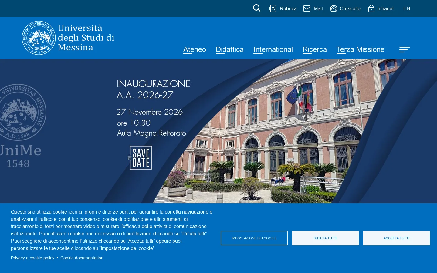 Homepage | Università degli Studi di Messina 首页截图