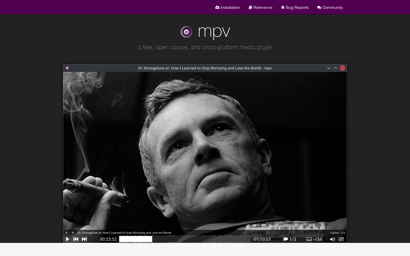 mpv.io 首页截图