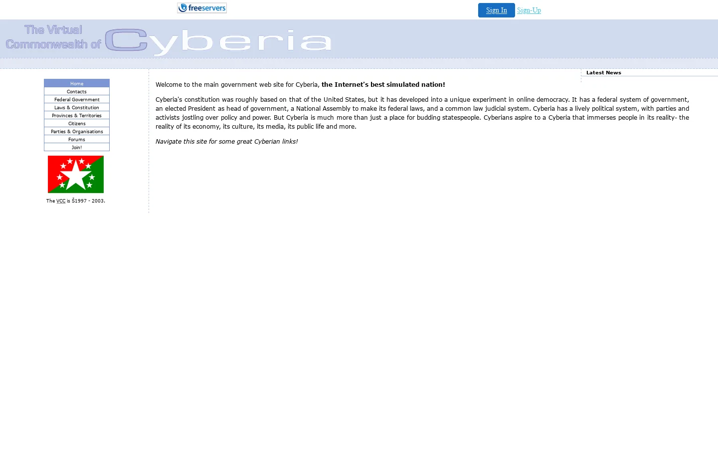 Virtual Commonwealth of Cyberia 首页截图